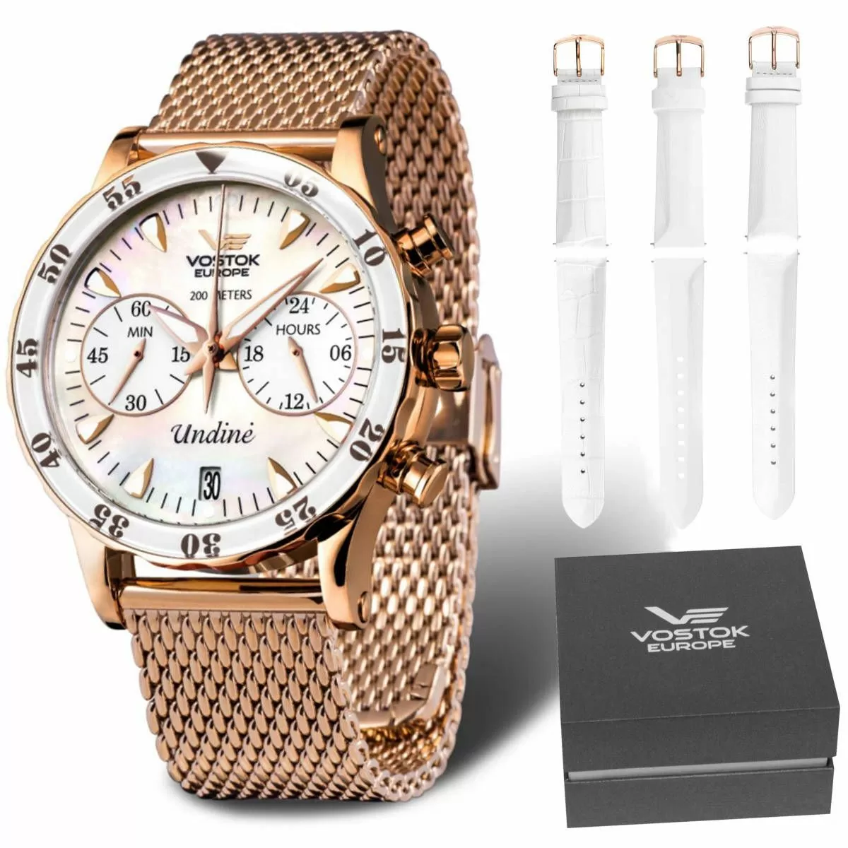 Zegarek damski Vostok Europe Undine z bransoletką złoty VK64-515B528B