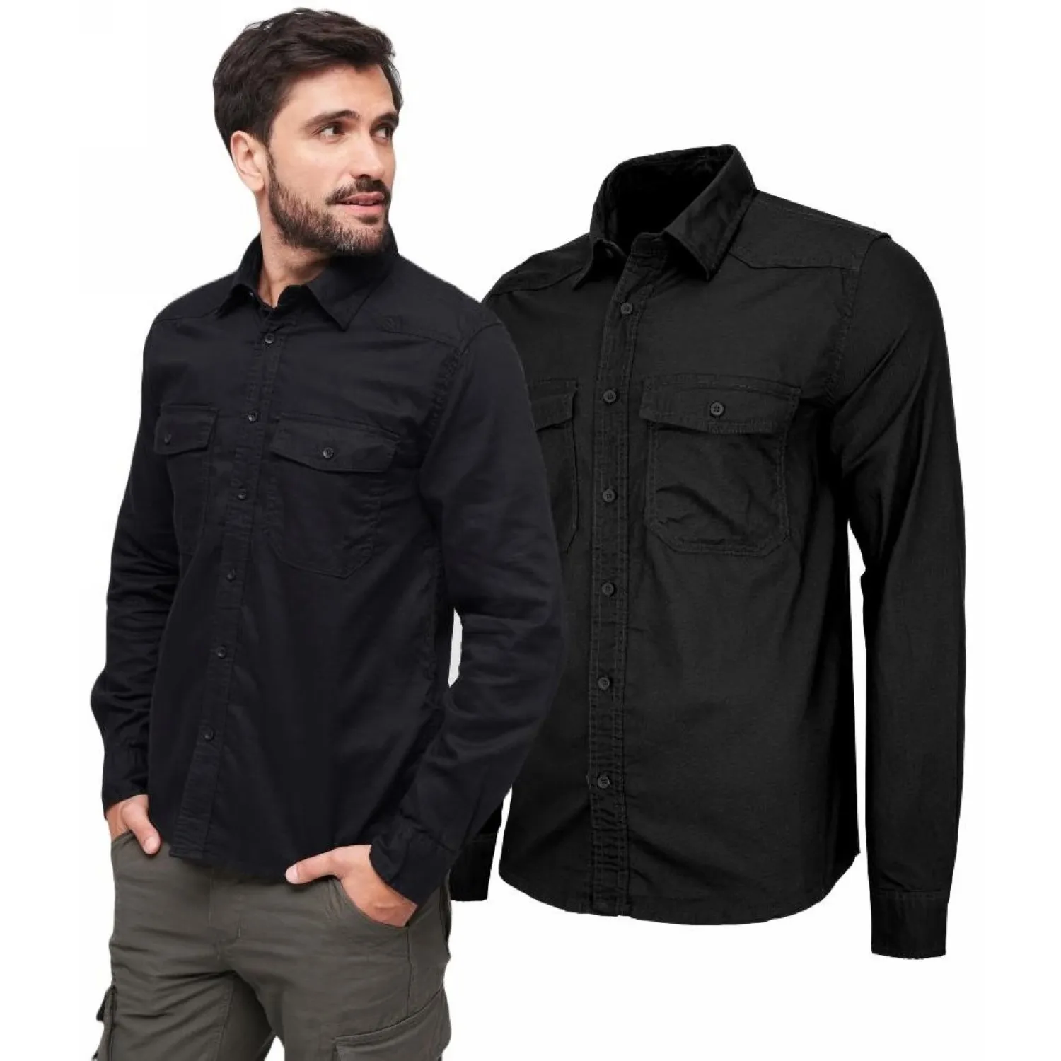 Koszula z długim rękawem BRANDIT Flannel Shirt - Black 3XL
