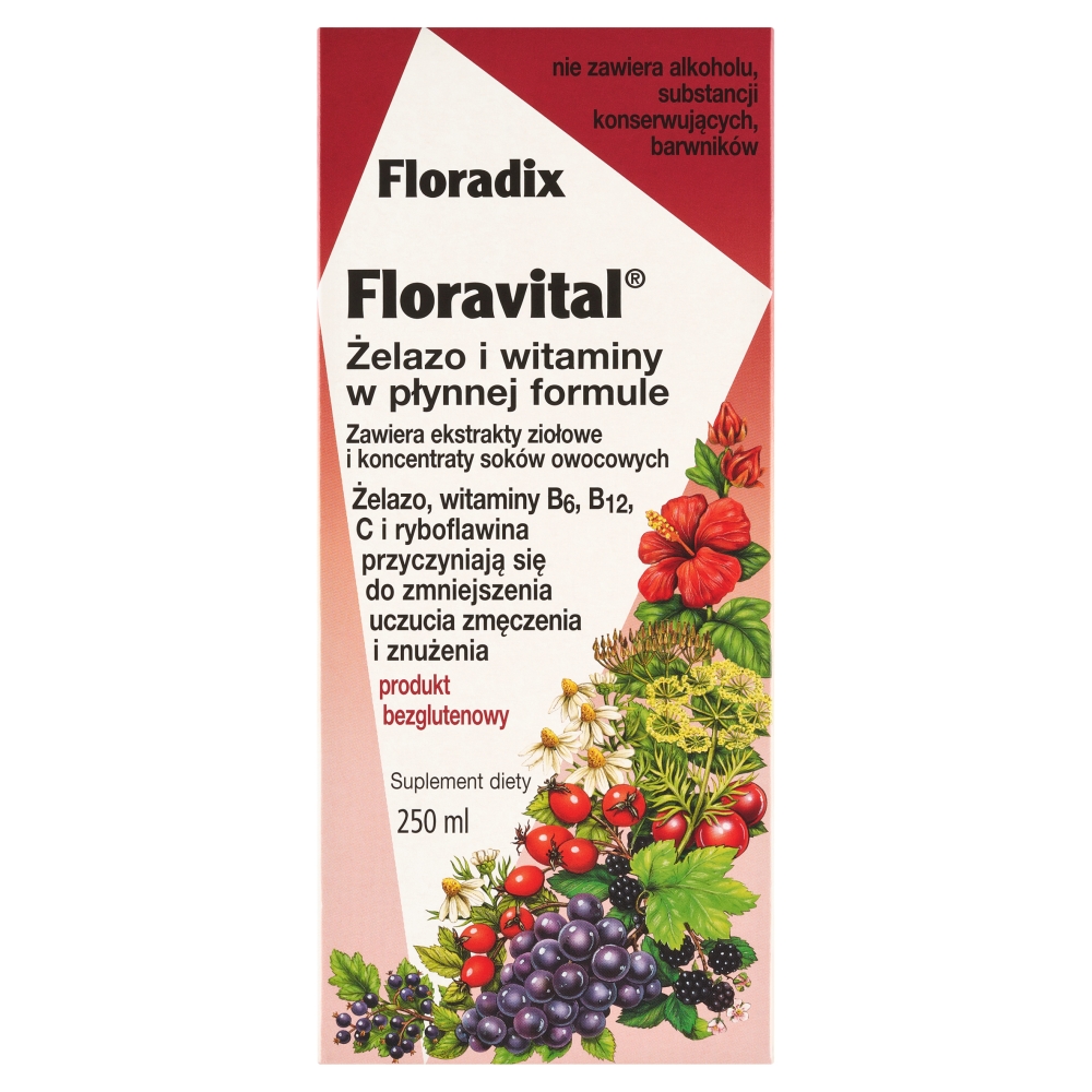 Floradix Floradix Floralvital żelazo i witaminy w płynnej formule suplement diety 250ml