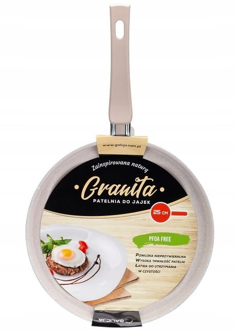 Patelnia do jajek nieprzywierająca 25cm beżowa GRANITA