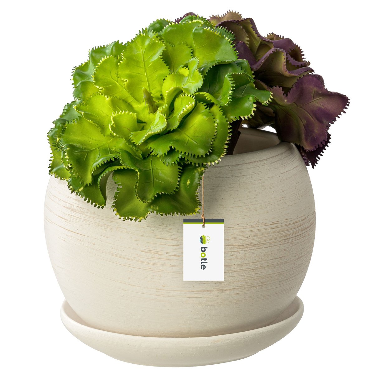 Doniczka Ceramiczna KULA 3 z podstawką jasny beton