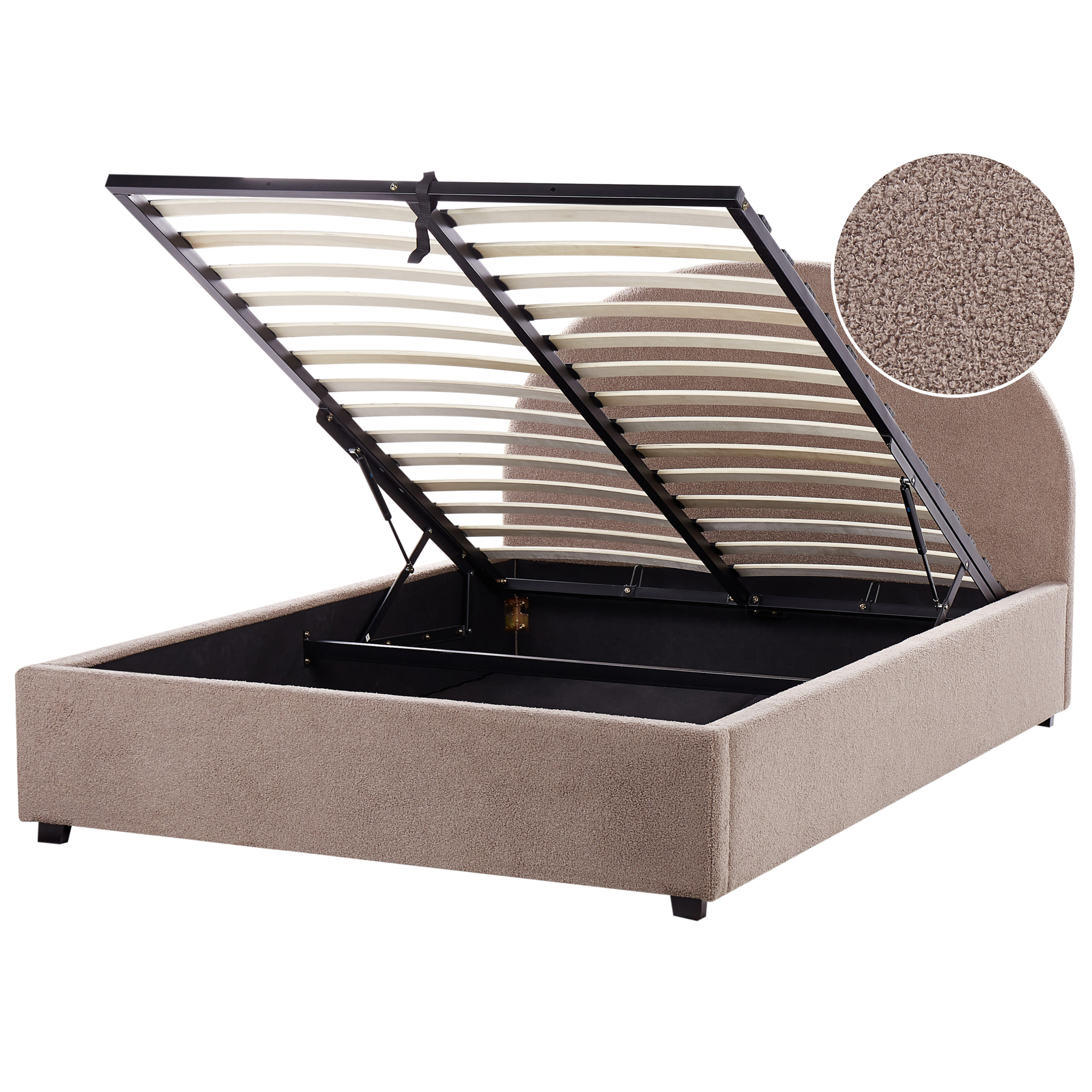 Łóżko z pojemnikiem boucle 140 x 200 cm beżowoszare VAUCLUSE