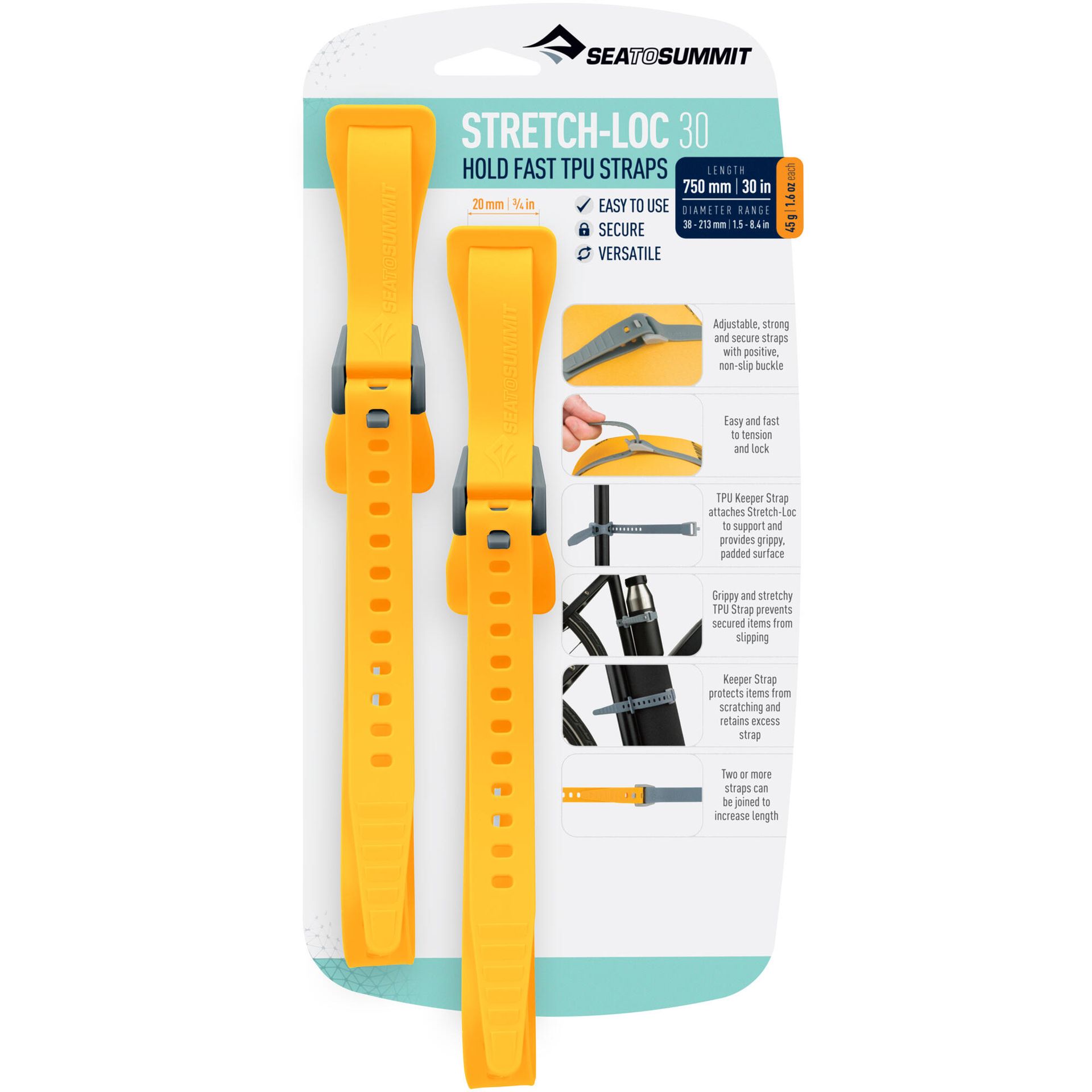 Sea To Summit Troki Stretch-Loc 30 - 20 x 750 mm Yellow ASLSTRP/YW/30