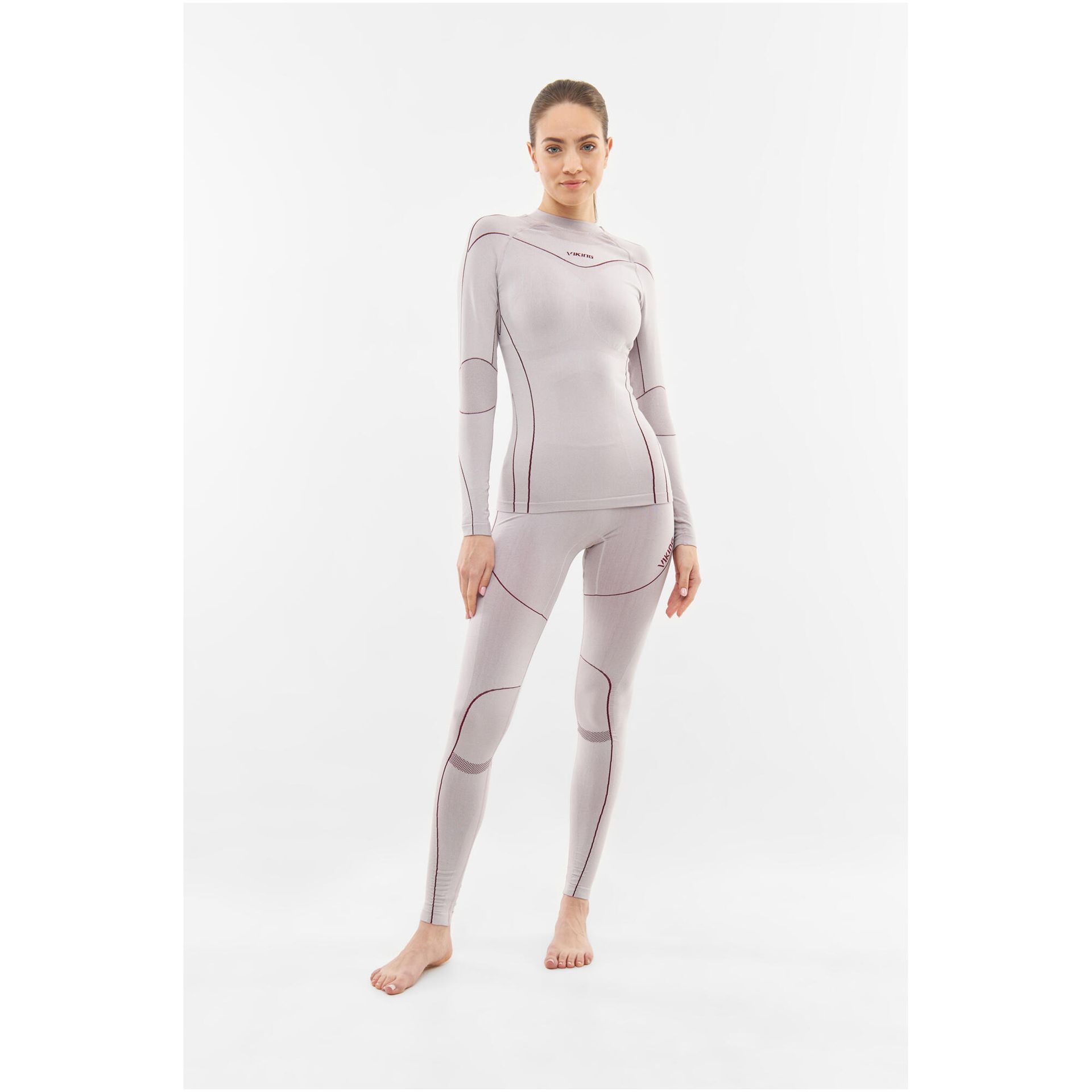 Komplet bielizny damskiej termoaktywnej z bambusowej Viking Gaja Turtle Neck 0800 jasnoszary - L