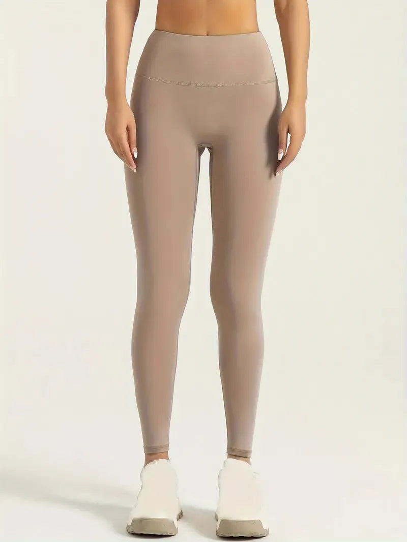 Legginsy sportowe damskie bezszwowe - Beżowy