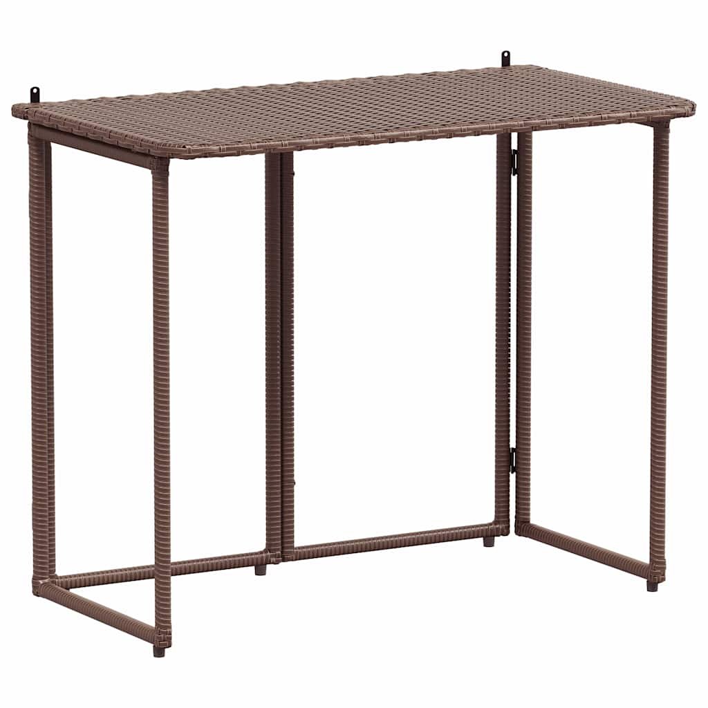 vidaXL Składany stół ogrodowy Brązowy 90x51x75 cm Polirattan