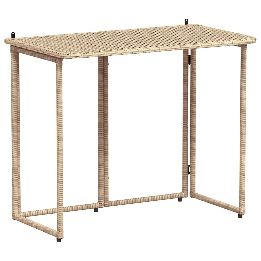 vidaXL Składany stół ogrodowy beżowy 90x51x75 cm polirattan