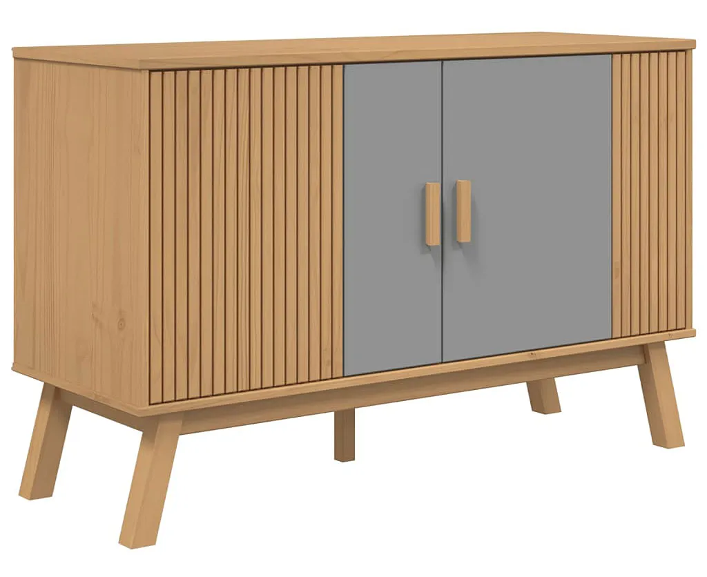 Sosnowa komoda z podwójnymi drzwiczkami brązowy + szary R1-K07