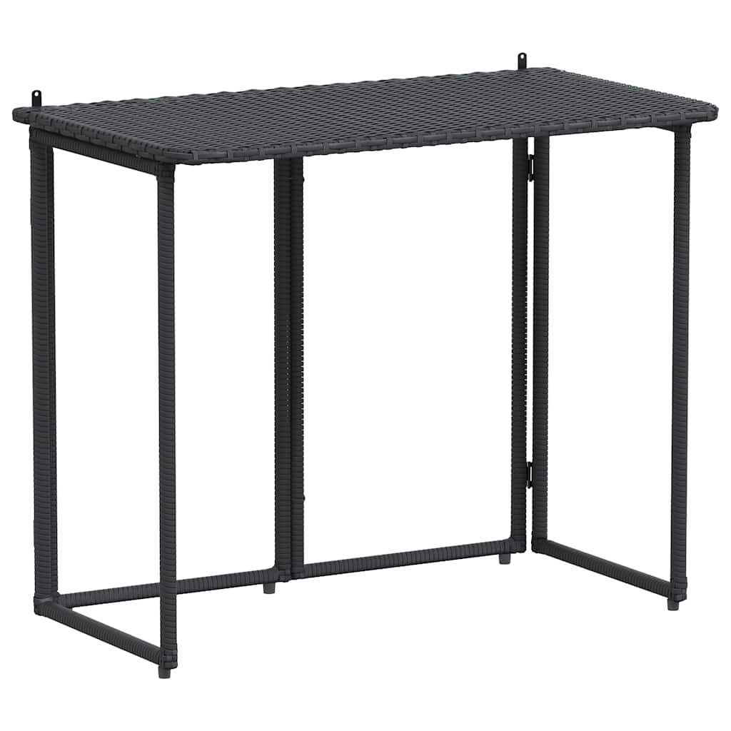 vidaXL Składany stół ogrodowy czarny 90x51x75 cm polirattan