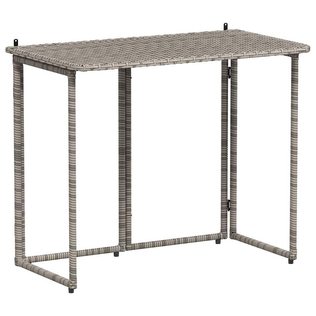 vidaXL Składany stół ogrodowy szary 90x51x75 cm polirattan