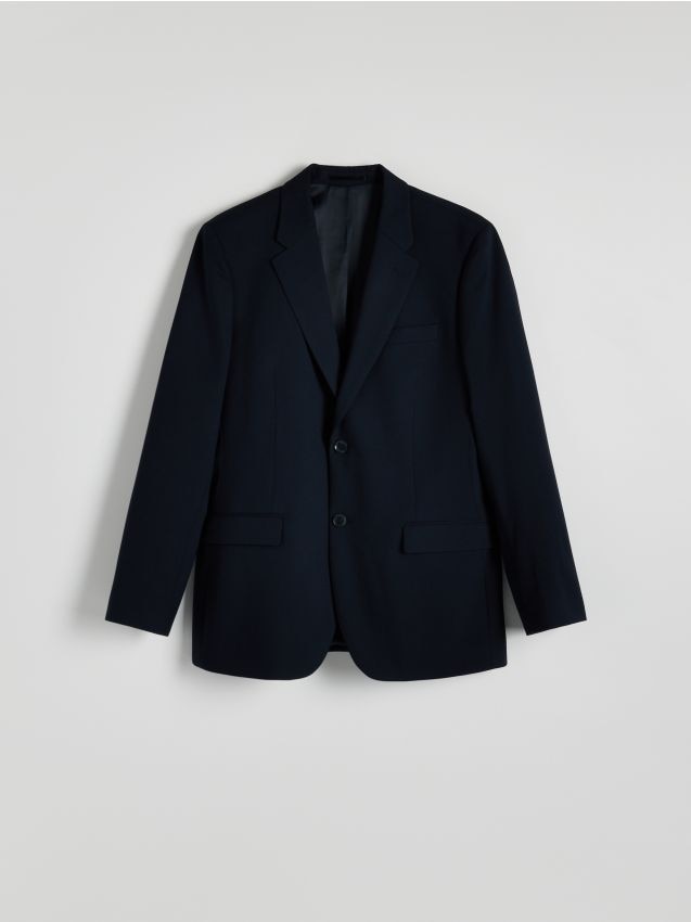 Reserved - Marynarka slim fit z wiskozą - granatowy