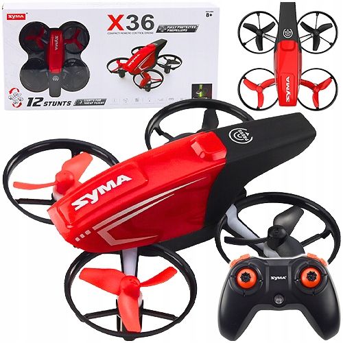 Dron Syma Zdalnie Sterowany X36 Czerwony Rc Zasięg 30m Omija Przeszkody