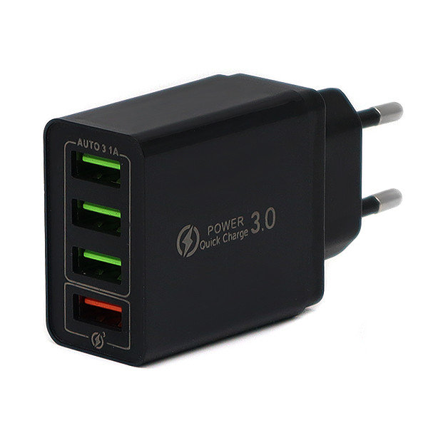ECONOMY ŁADOWARKA SIECIOWA 3A CZARNA QUICK 3.0 FAST CHARGER 3100mA 4XUSB 21W