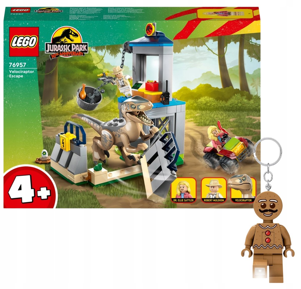 Zestaw LEGO Jurassic World Ucieczka welociraptora 4+ 1378 el. + Brelok