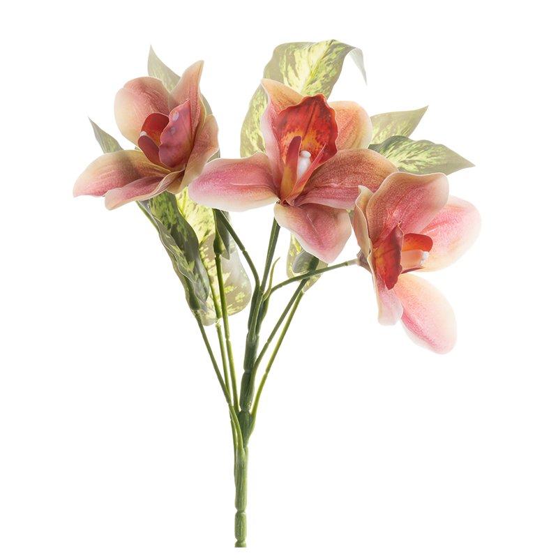 Bukiet Cymbidium 32cm BU960 OR/PK sztuczny bukiecik pomarańczowo różowy