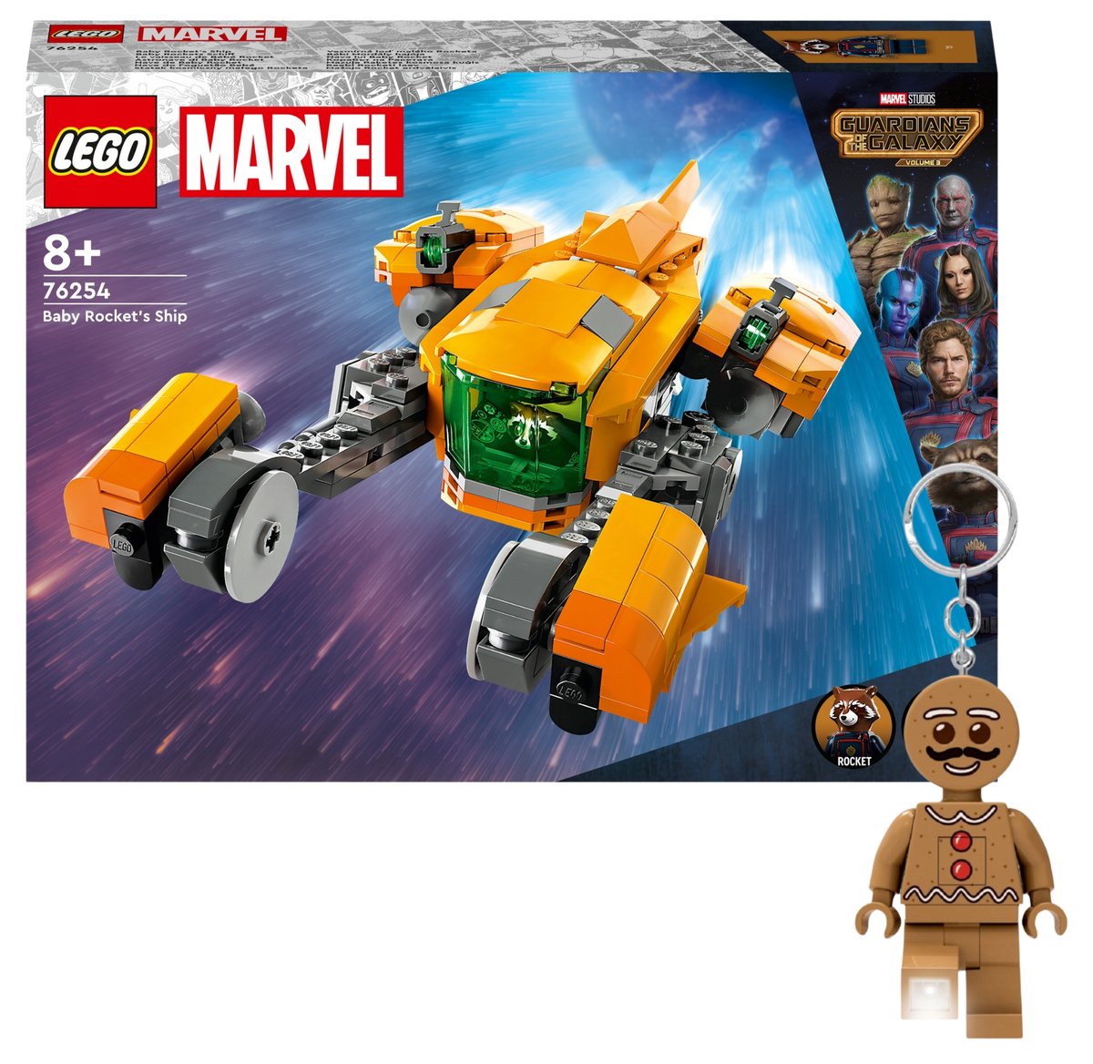 Zestaw LEGO Super Heroes Statek kosmiczny małego Rocketa + Brelok do kluczy