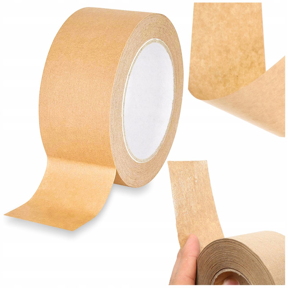 Taśma pakowa papierowa 50mm 50m brąz typ kraft odporna mocna