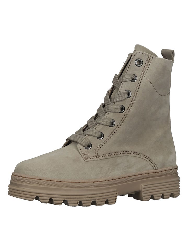 Gabor Skórzane botki w kolorze khaki