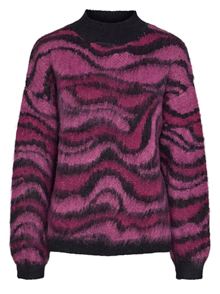 Pieces Sweter w kolorze różowo-czarnym