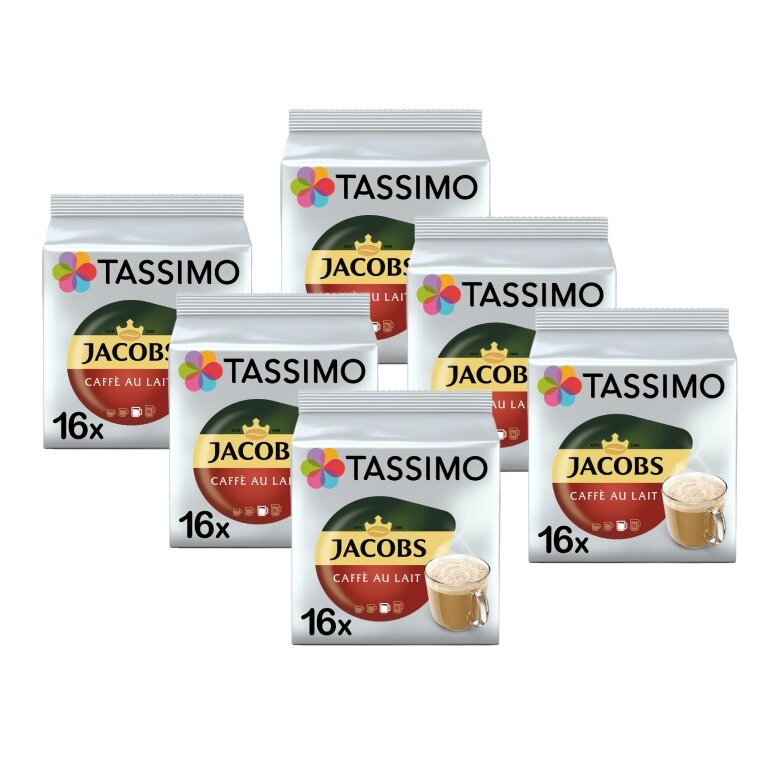 ZESTAW - Kapsułki Tassimo Jacobs Cafe Au Lait 6x16 szt.