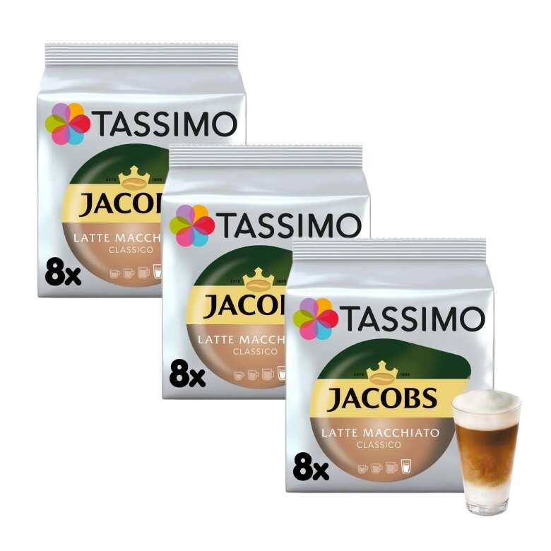 ZESTAW - Kapsułki Tassimo Jacobs Latte Macchiato Classico 3x8 szt.