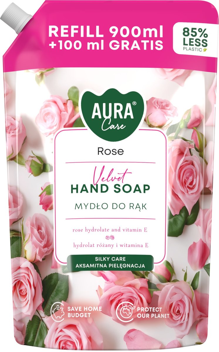 Mydło w płynie BISPOL Aura Care 1000ml RÓŻA