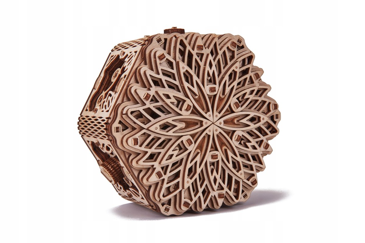 Wood Trick Szkatułka na biżuterię Mystery Flower Drewniane Puzzle 3D
