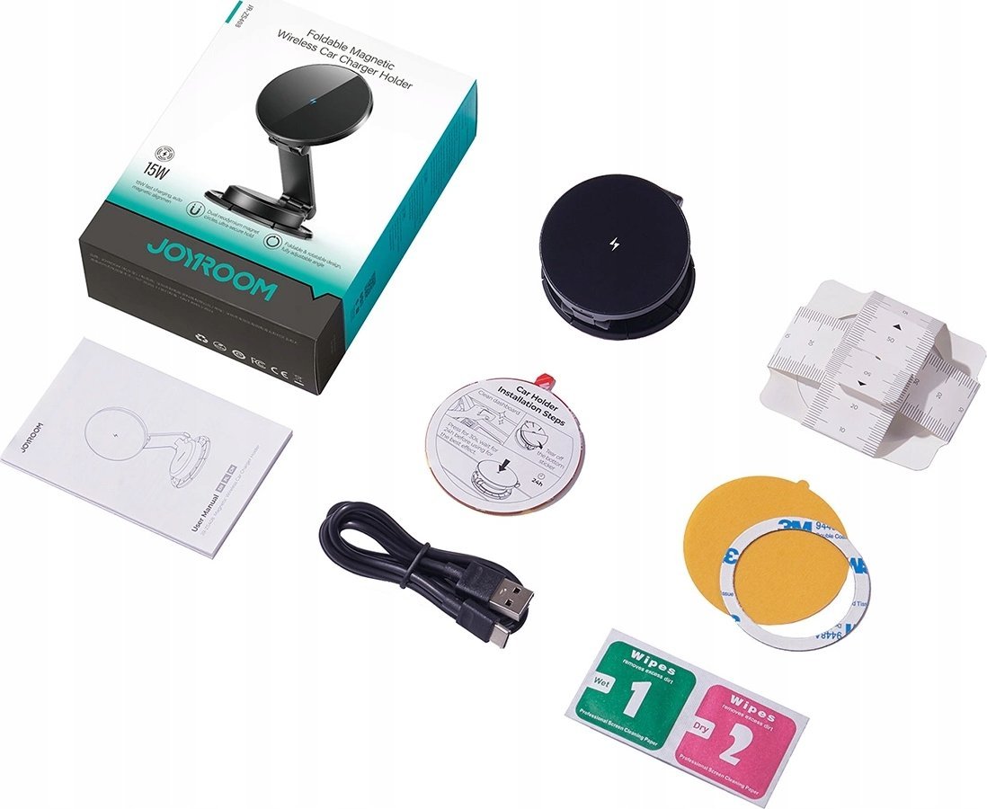 Ładowarka Joyroom Uchwyt Joyroom JR-ZS408 magnetyczny z ładowarką indukcyjną 15W na kokpit samochodowy - czarny