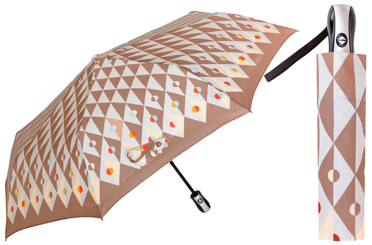 Automatyczna parasolka damska marki Parasol, beżawe romby