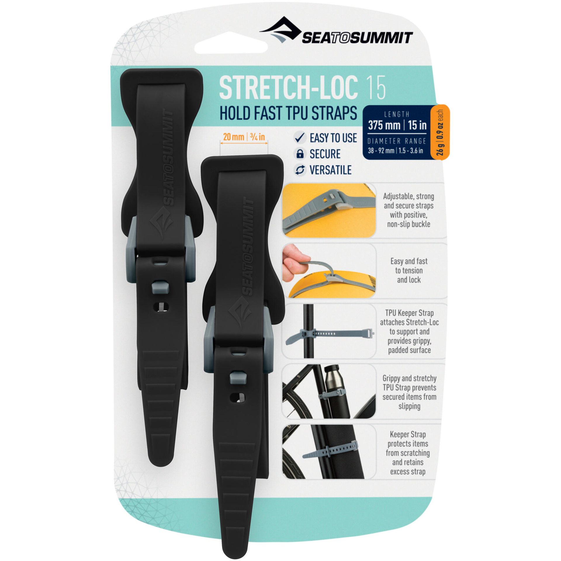 Sea To Summit Stretch-Loc 17 2 Pack 12x450mm, czarny 2022 Mocowanie bagaży ATD2079-02030116