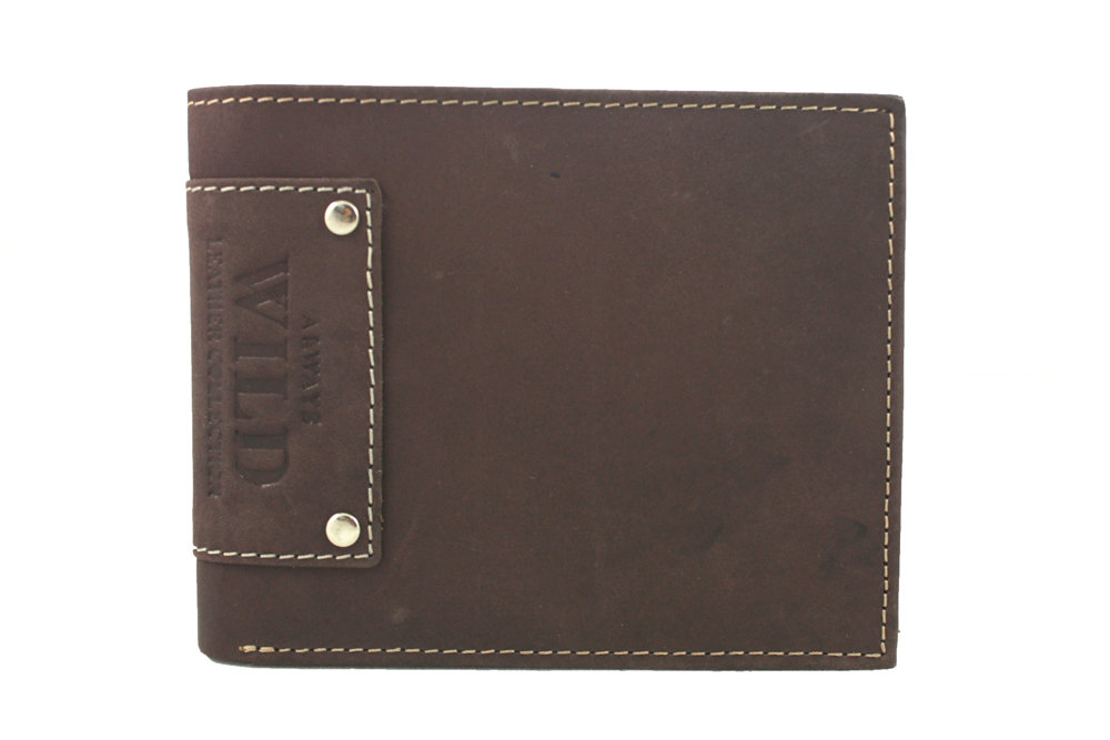 Poziomy portfel męski Always Wild ze skóry nubukowej - ciemny brąz