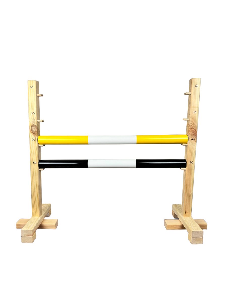 Przeszkoda skokowa do hobby horse 60 cm, 2 belki, żółta i czarna