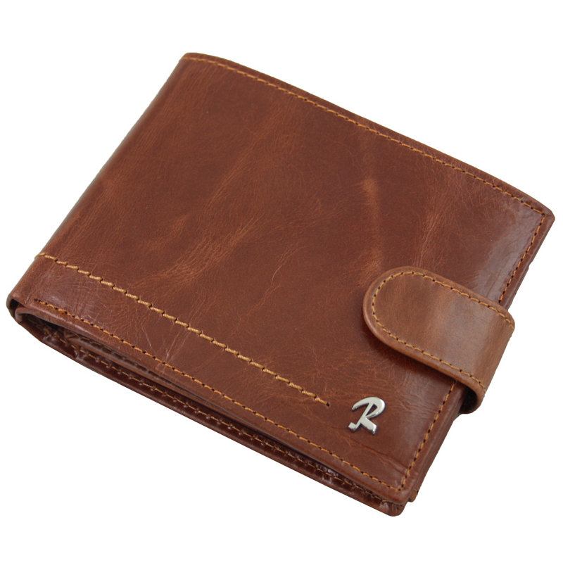 Męski skórzany poziomy portfel Rovicky, brązowy