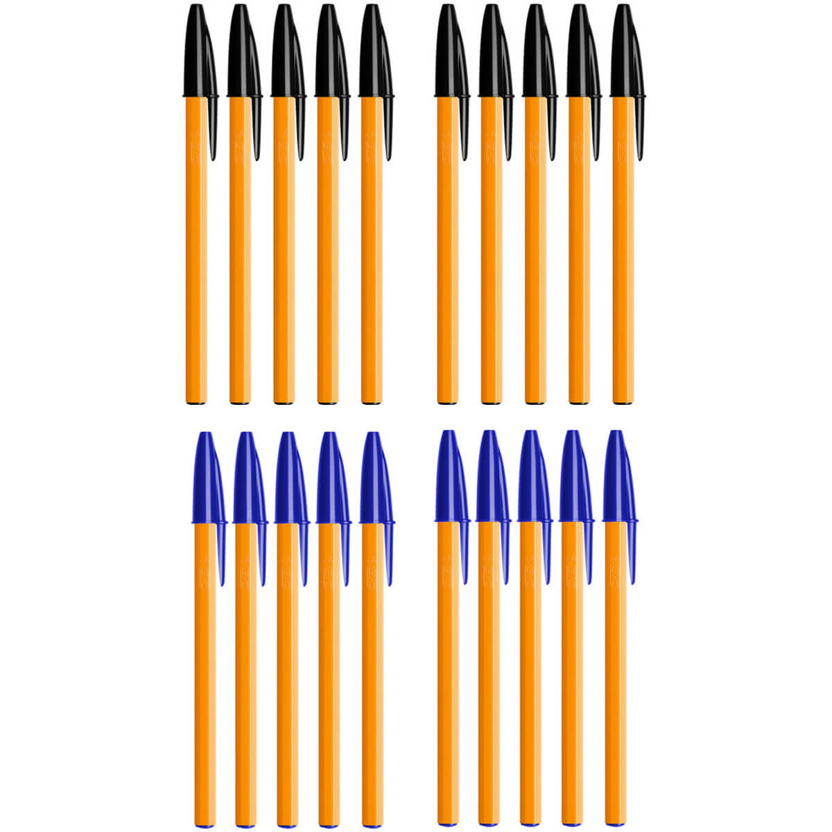20 szt. x długopis BIC Orange Original Fine 0,8 mm: 10x niebieski i 10x czarny
