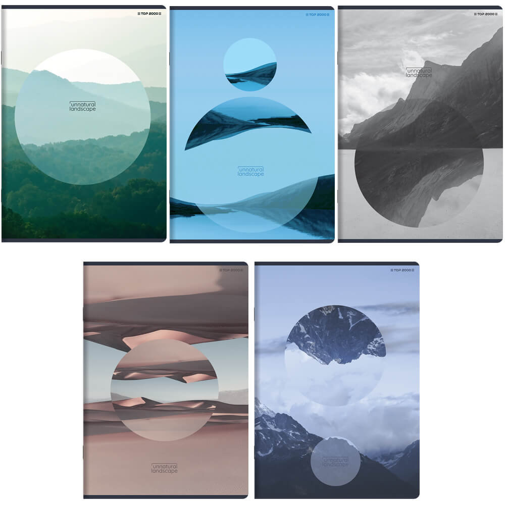 5x ZESZYT TOP 2000 A5 60 KARTEK UNNATURAL LANDSCAPE LINIA Z MARGINESEM KAŻDY INNY