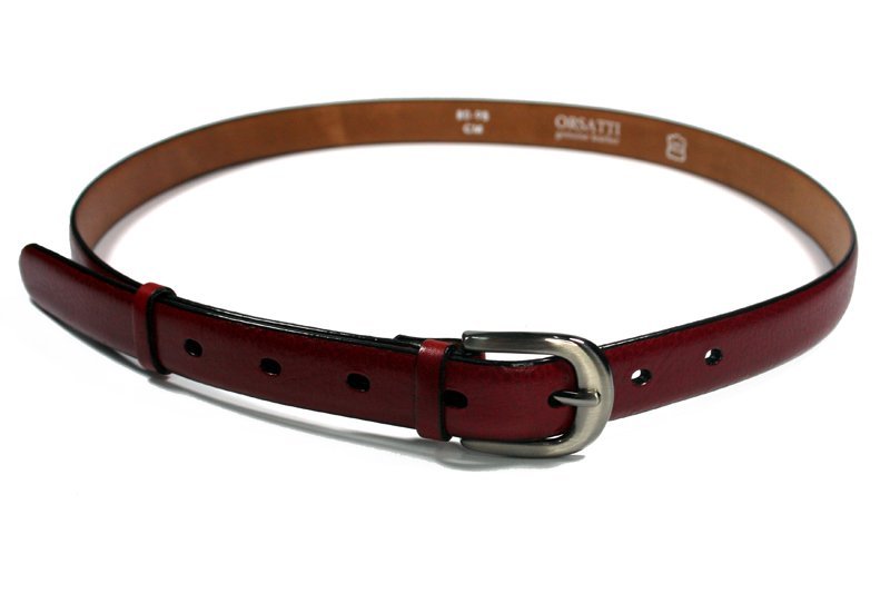 Czerwony skórzany pasek damski szerokość 2 cm długość 105 cm marki Orsatti