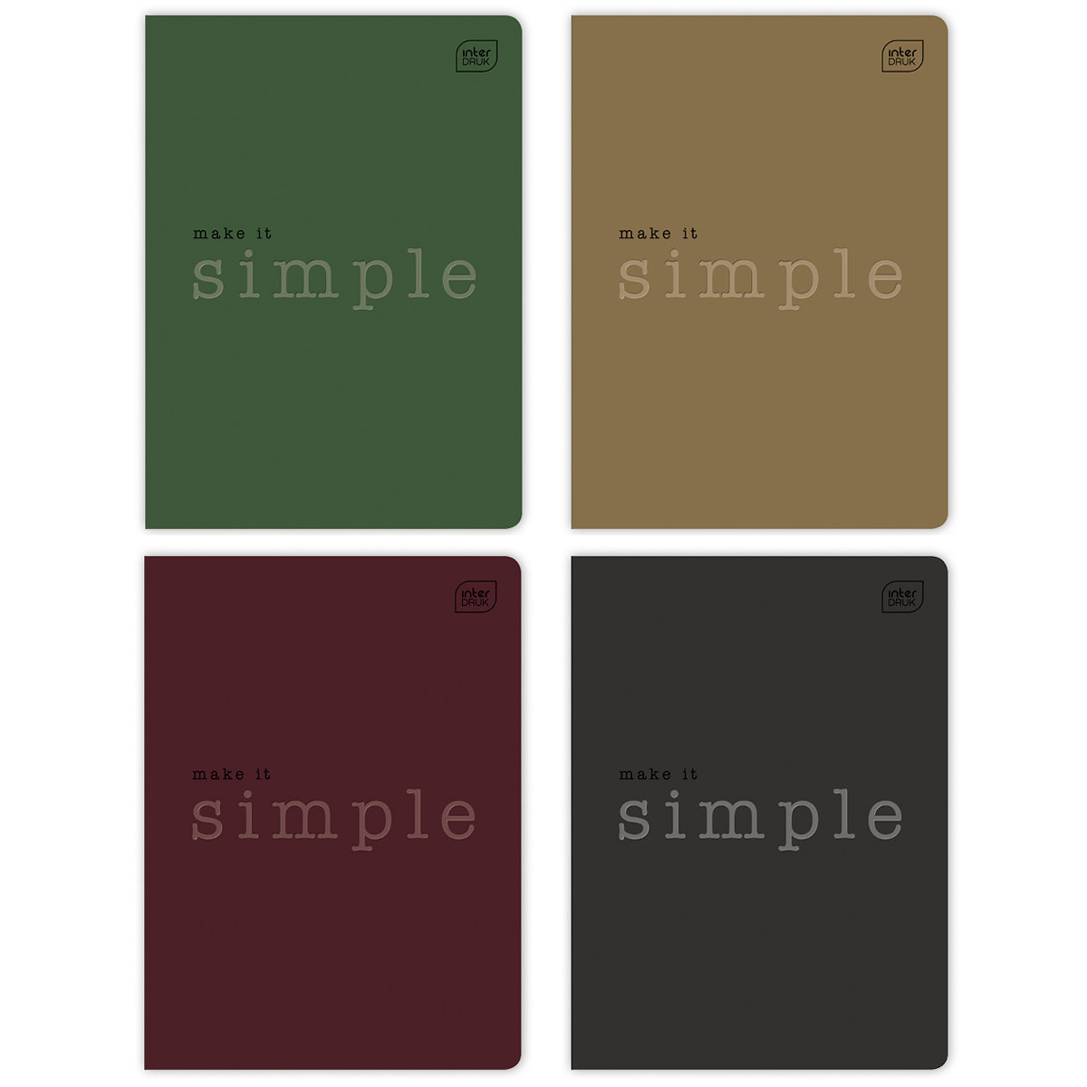 4 X ZESZYT A5, 60 KARTEK, KRATKA Z MARGINESEM, INTERDRUK MAKE IT SIMPLE