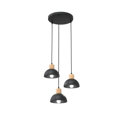 Seco lampa wisząca 3xE27 czarna/jasne drewno 1393/3PREM