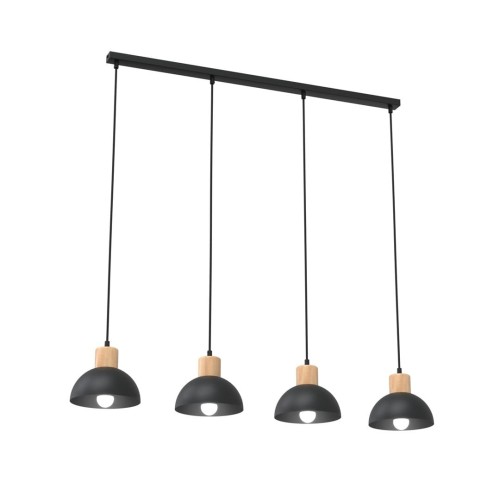 Seco lampa wisząca 4xE27 czarna/jasne drewno 1393/4