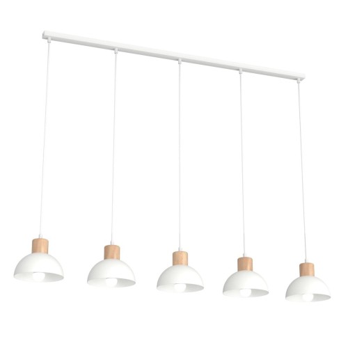 Seco lampa wisząca 5xE27 biała/jasne drewno 1394/5