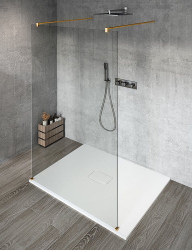 GELCO Kabina prysznicowa przyścienna VARIO GOLD MATT WALK IN 100x200 szkło przezroczyste z powłoką Coated Glass GX1210-02