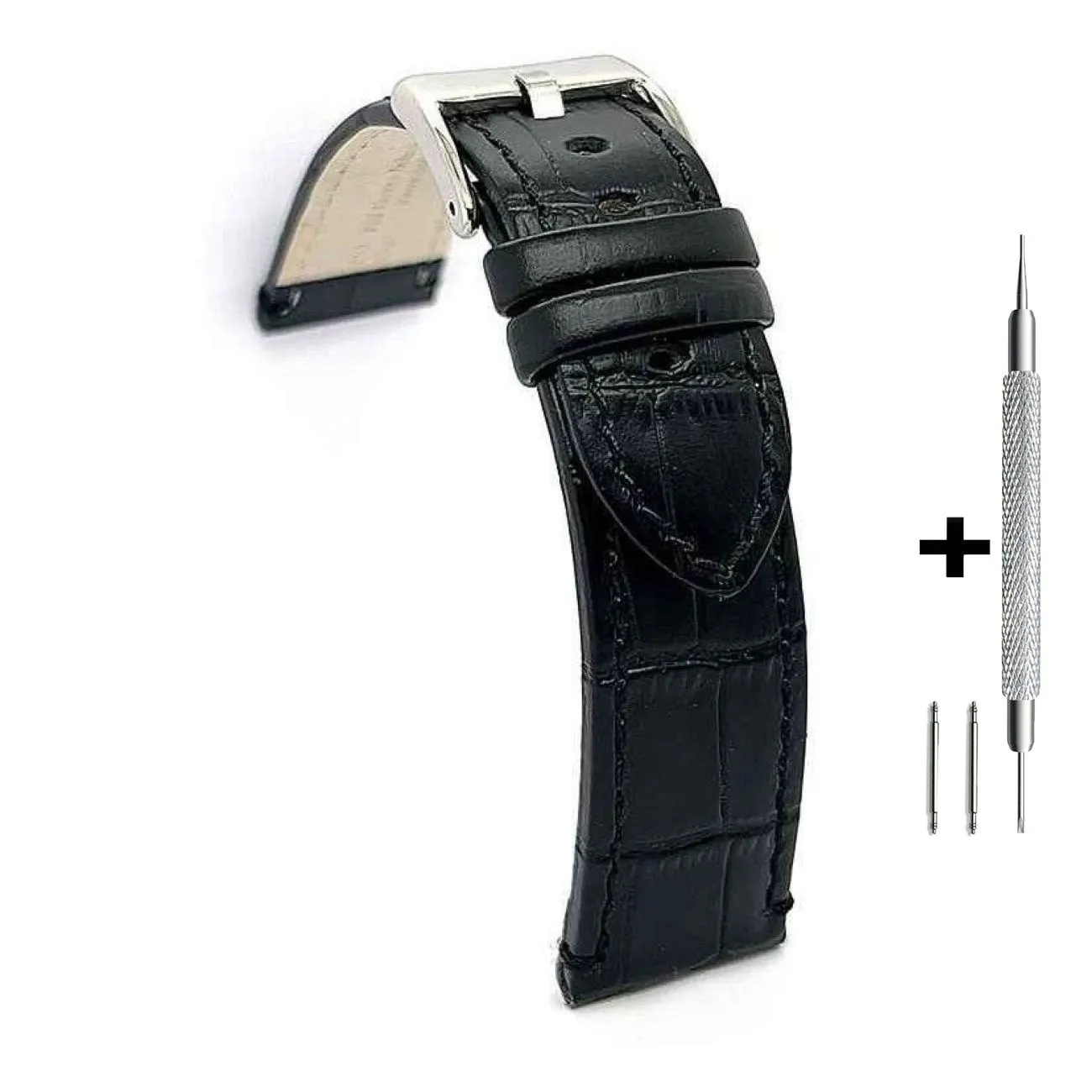 Sk��rzany pasek do zegarka 22 mm Diloy 361.22.1 czarny