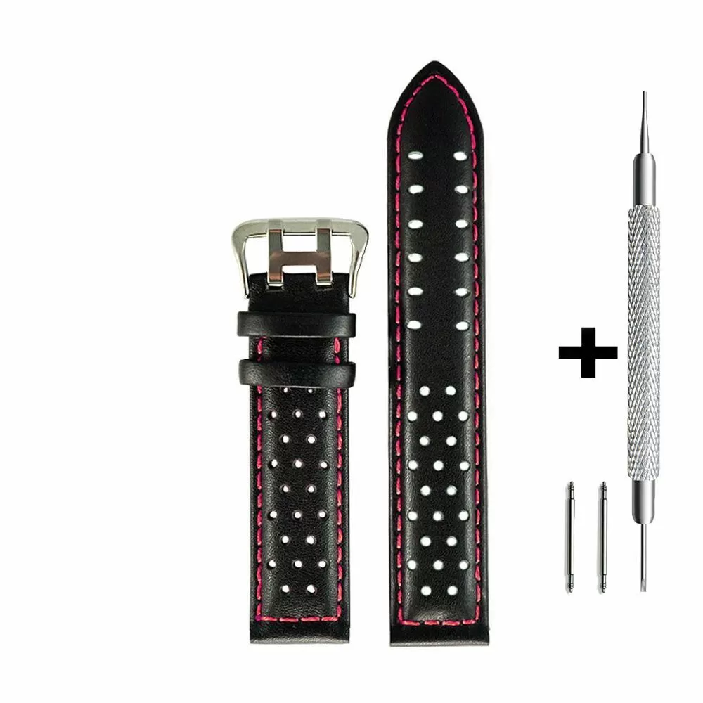 Czarny pasek 20 mm skórzany DILOY 380.20.53 + GRATIS dwa teleskopy i narzędzie