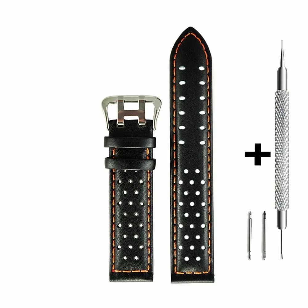 Czarny pasek 20 mm skórzany DILOY 380.20.56 + GRATIS dwa teleskopy i narzędzie