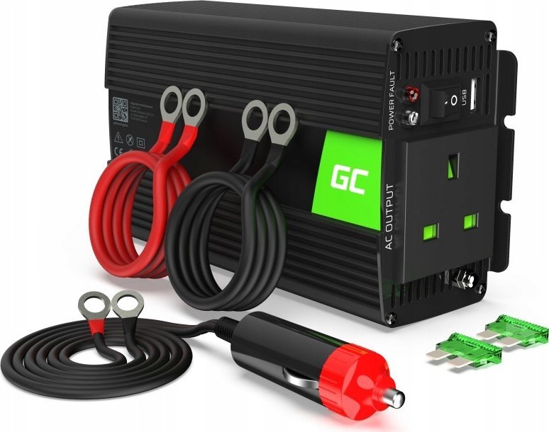 Przetwornica Green Cell Przetwornica napięcia Inwerter Green Cell 24V na 230V 300W/600W Modyfikowana sinusoida UK PLUG