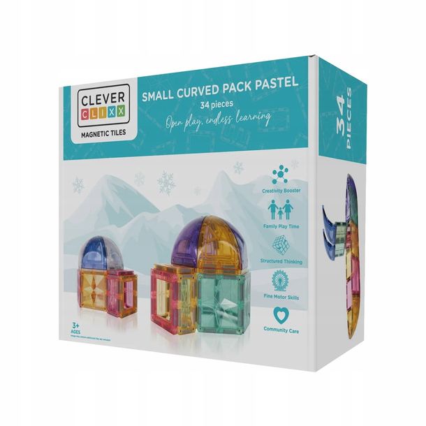 Klocki Magnetyczne Small Curved Pack Pastel 34 El. Cleverclixx