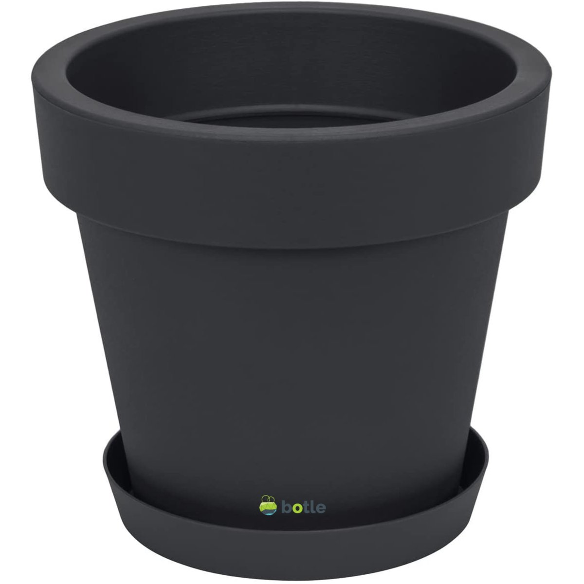 Doniczka Antracytowy okrągła z podstawką gładka matowa Ø40cm tworzywo