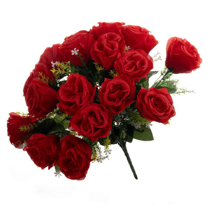 Duży bukiet sztuczne róże 18 główek 37cm C006 RD1 czerwone