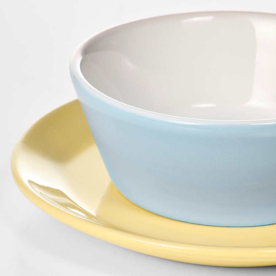 IKEA DUKTIG zestaw serwis zabawkowy 8 filiżanek 8 spodków kolorowe