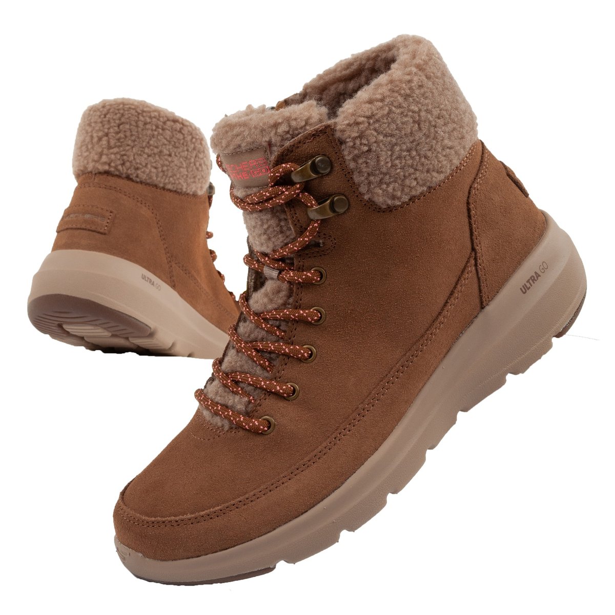 Buty zimowe damskie sportowe Skechers Glacial Ultra-Woodlands [16677/BRN]-36,5